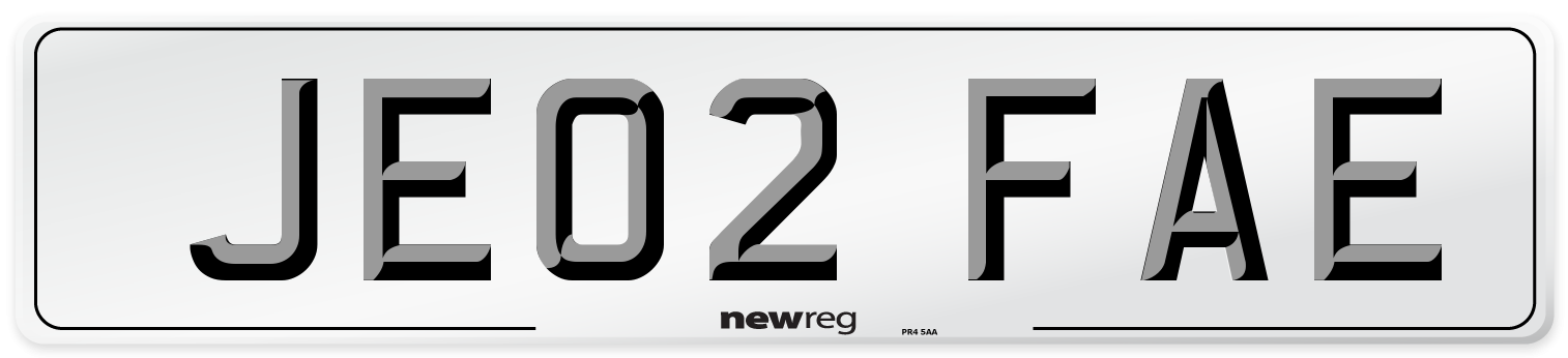 JE02 FAE Number Plate from New Reg